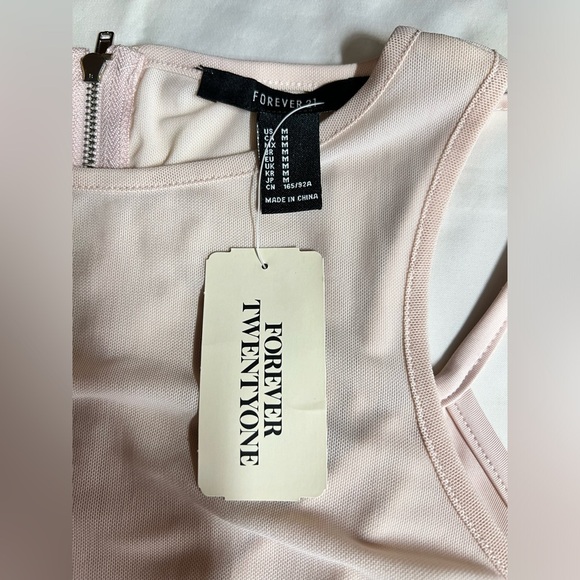 FOREVER 21 Blush pink sheer top bodycon midi dress size M - Picture 9 of 14